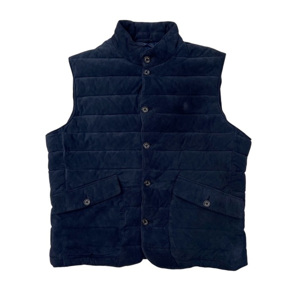 Polo Ralph Lauren Other - Polo Ralph Lauren Quilted Suede Vest Men’s Size XL Navy Blue Puffer New NWT